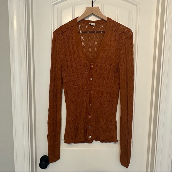 CP Shades Cardigan Sweater Button Up V-neck Minimalist Brown Casual Size Medium - Picture 7 of 9